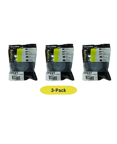 PowerItUp 3 ft. Hdmi v2.0 Cable with Ethernet (3 Pack)