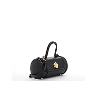Susu Women's Top Handle Leather Crossbody Bag Convertible Cylinder Shoulder & Evening Purse with Gold Hardware and Detachable strap