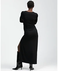 Pietro Brunelli Maternity Boat Neck Maxi Daphne Dress with Side Ruching