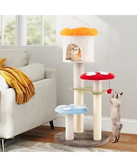 Gymax Cute Mushroom Cat Tree 48'' Tall Cat Tower w/ Sisal Scratching Posts Top Condo