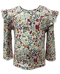 Blueberi Boulevard Girls 2T-6X 2-Piece Button Floral Corduroy Top and Jumper Set