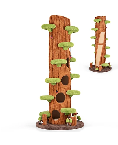 Gymax 90.5'' Tall Multifunctional Cat Tree w/ Private Condos Sisal Covered Scratching Panel