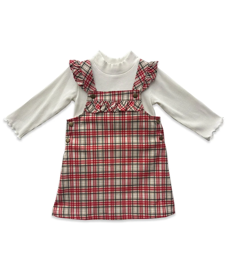 Blueberi Boulevard Girls 2T-6X 3-Piece Plaid Jumper, Top and Crossbody Set