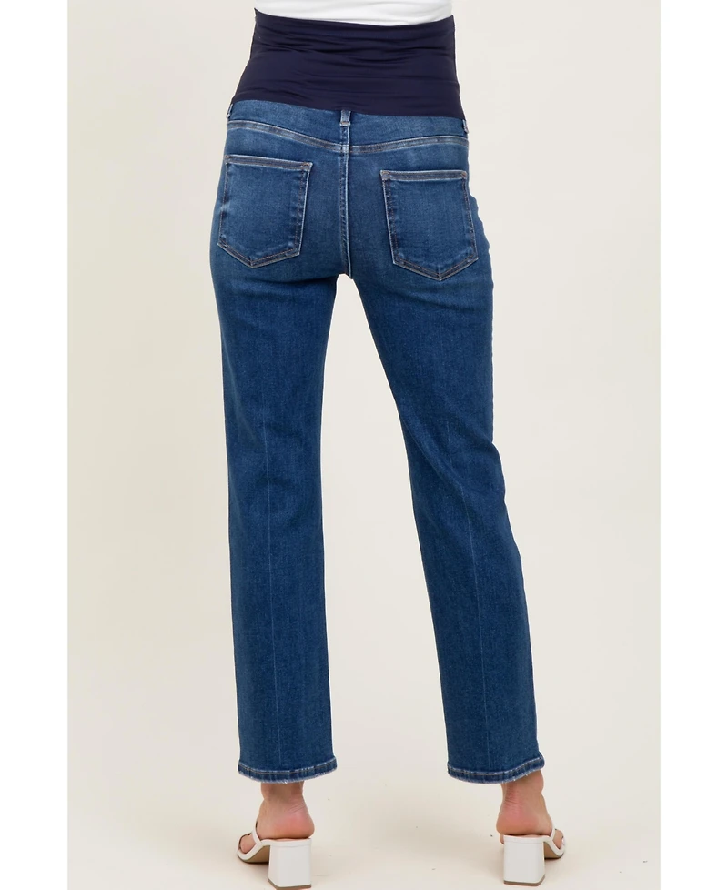 Pinkblush Maternity Dark High Rise Crop Straight Jeans