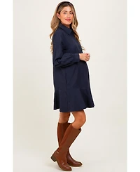 Pinkblush Maternity Navy Striped Long Sleeve Drop Waist Polo Dress