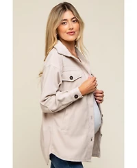 Pinkblush Maternity Beige Fleece Double Front Pocket Jacket