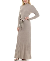 Taylor Women's Belted Mock Neck Sweater Dress