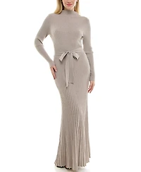 Taylor Women's Belted Mock Neck Sweater Dress