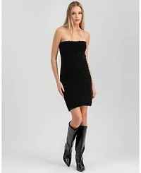 Pietro Brunelli Maternity Strapless Tweed Bodycon Mini Dress Verbier
