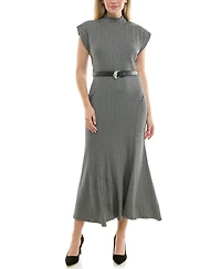 Taylor Women's Belted Mock Neck Dress
