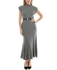 Taylor Women's Belted Mock Neck Dress