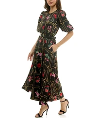 Taylor Women's Belted Puff Sleeve Dress