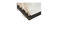 63 Inch Acacia Wood Porch Swing Chair with Cushion and Pillows