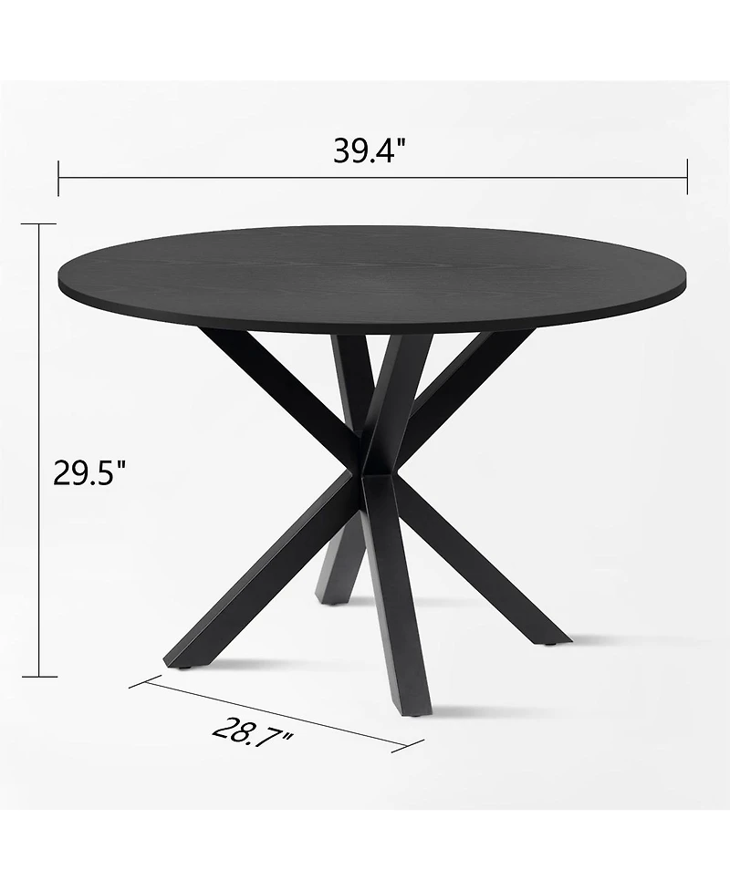 5-Piece Dining Table Set with 39.5 Inch Round and 4 Rattan-Inspired Chairs, Compact Kitchen Furniture–Maison Boucle