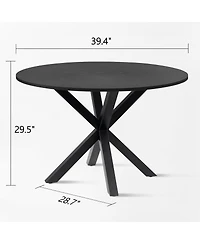 5-Piece Dining Table Set with 39.5 Inch Round and 4 Rattan-Inspired Chairs, Compact Kitchen Furniture–Maison Boucle