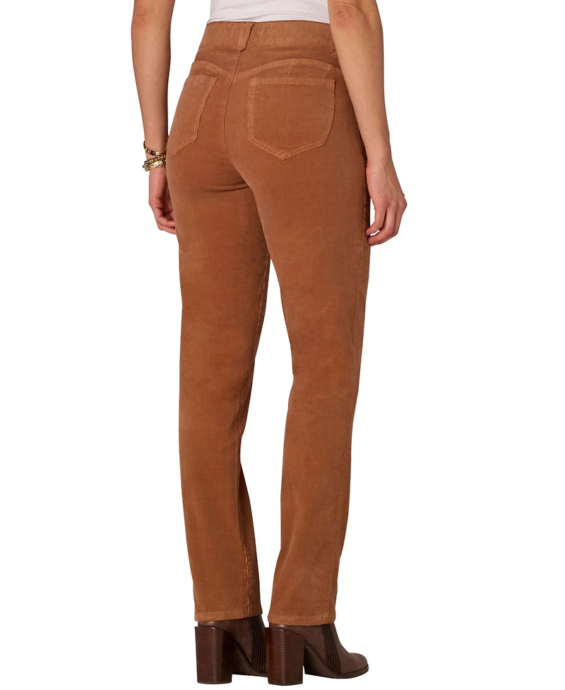 Democracy Petite "Ab"solution Corduroy Straight-Leg Jeans