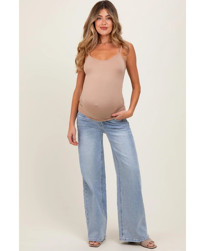 Pinkblush Maternity Light Blue Lightly Distressed Wide Leg Jeans