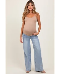 Pinkblush Maternity Light Blue Lightly Distressed Wide Leg Jeans