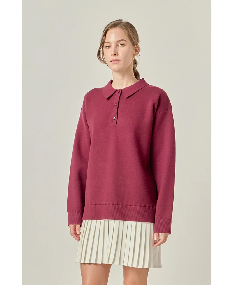 English Factory Women's Polo Mixed Media Mini Dress