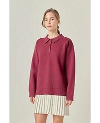 English Factory Women's Polo Mixed Media Mini Dress