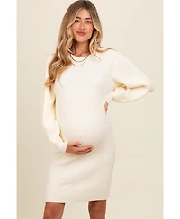 Pinkblush Maternity Camel Bubble Sleeve Sweater Dress