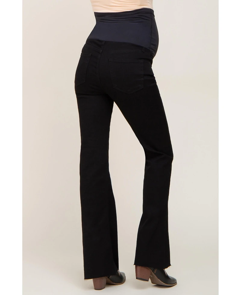 Pinkblush Maternity Black Flare Leg Raw Hem Jeans