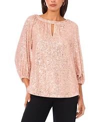 Sam & Jess Women's Sequin Detail Puff Sleeves Top