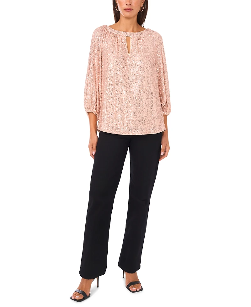 Sam & Jess Women's Sequin Detail Puff Sleeves Top
