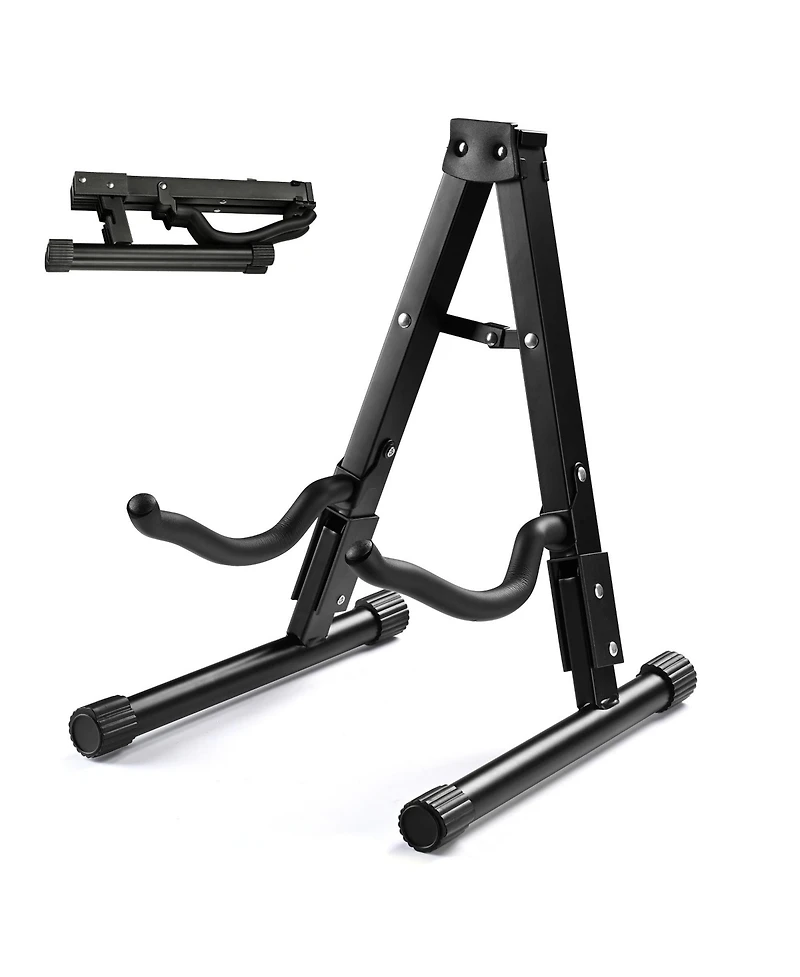 Yescom Folding Guitar Stand Floor A-Frame with Foam Arms Black Instrument Display Stand Universal Fit for Acoustic Guitars Banjo Electric Bass