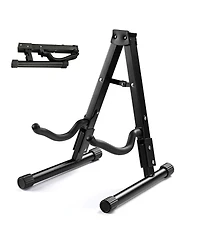 Yescom Folding Guitar Stand Floor A-Frame with Foam Arms Black Instrument Display Stand Universal Fit for Acoustic Guitars Banjo Electric Bass