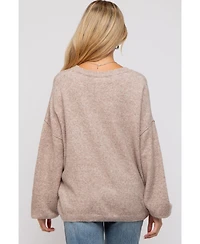 Pinkblush Maternity Taupe Basic Drop Shoulder Sweater
