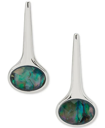 Anne Klein Abalone Silver-Tone Pierced Post Linear Earrings
