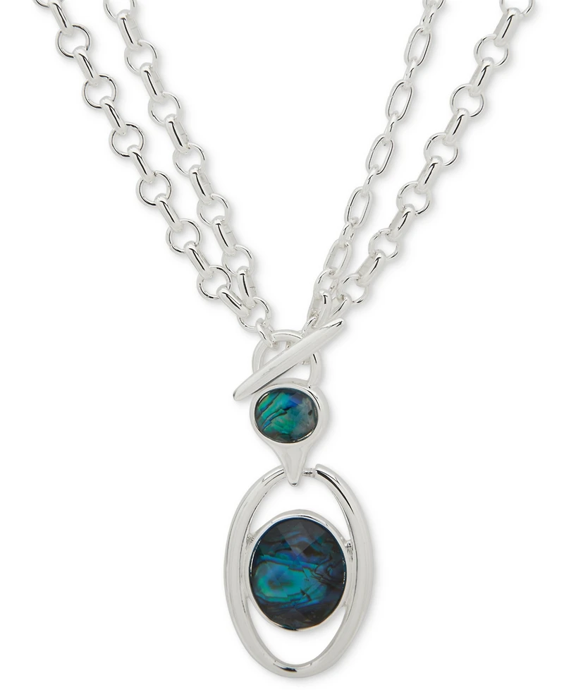 Anne Klein Abalone Silver-Tone Convertible Cab Pendant Necklace