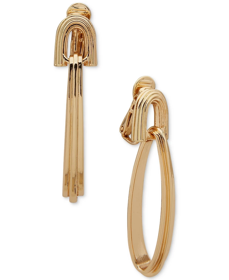 Anne Klein Gold-Tone Fluted Linear Earrings