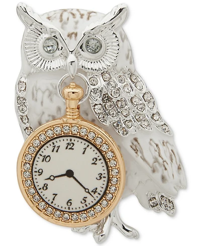 Anne Klein Mother-of-Pearl Owl with Clock Pin