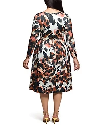 24seven Comfort Apparel Plus Long Sleeve Midi Dress