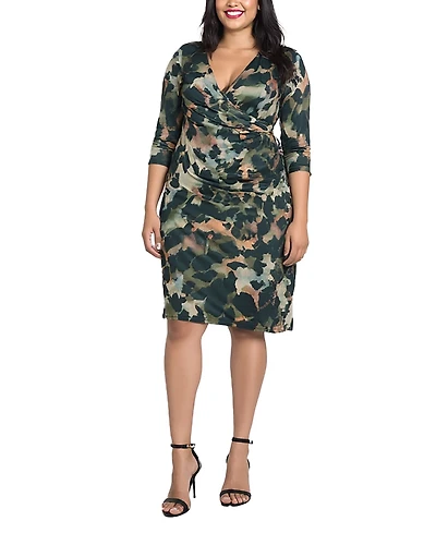 24seven Comfort Apparel Plus Faux Wrap Dress