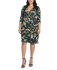 24seven Comfort Apparel Plus Faux Wrap Dress