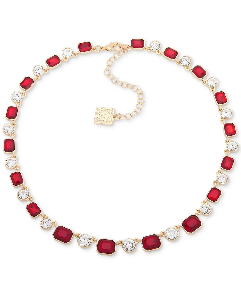 Anne Klein Glass Stones Gold-Tone Single Strand Necklace