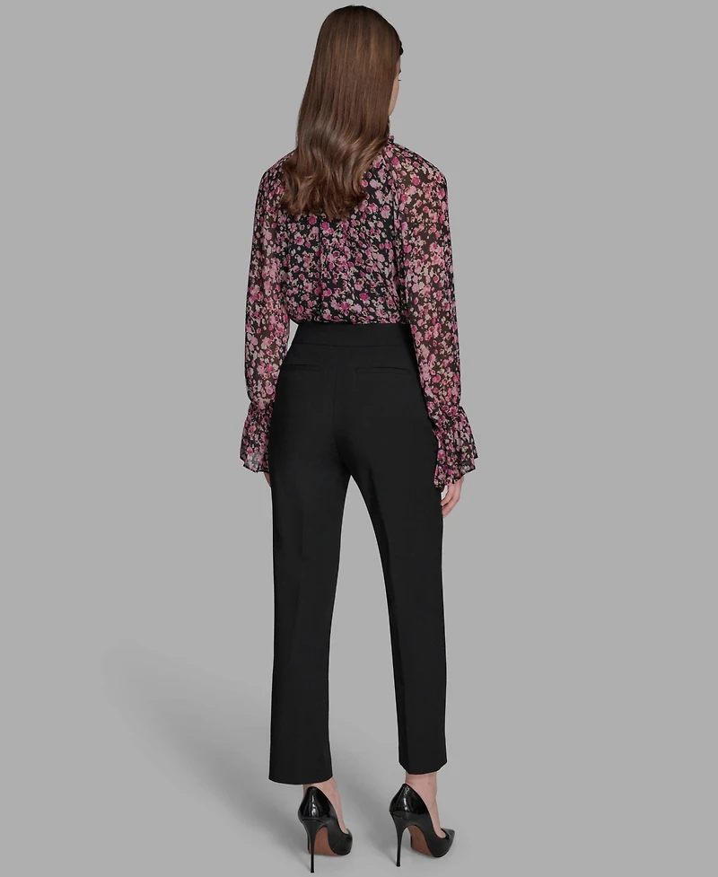 Bcbg Women's Flat Front Two Button Tab Mid Rise Pants