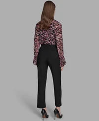 Bcbg Women's Flat Front Two Button Tab Mid Rise Pants