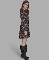 Bcbg Women's Long Sleeve Crinkle Empire Waist Dress