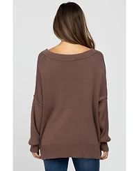 Pinkblush Maternity Brown Exposed Seam Side Slit Sweater