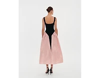 Milla Women's Corset Dress On Straps With A Glossy Midi Skirt