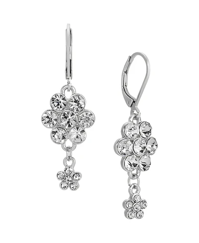 2028 Silver Tone Crystal Flower Earrings