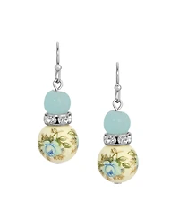 2028 Blue Rose Bead Drop Earrings