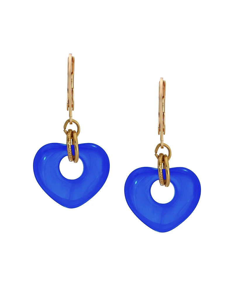 2028 Gold Tone Heart Drop Leverback Earrings