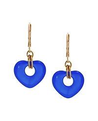 2028 Gold Tone Heart Drop Leverback Earrings