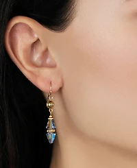 2028 Gold Tone Bead Drop Wire Earrings