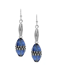 2028 Silver Tone Blue Bead Drop Earrings
